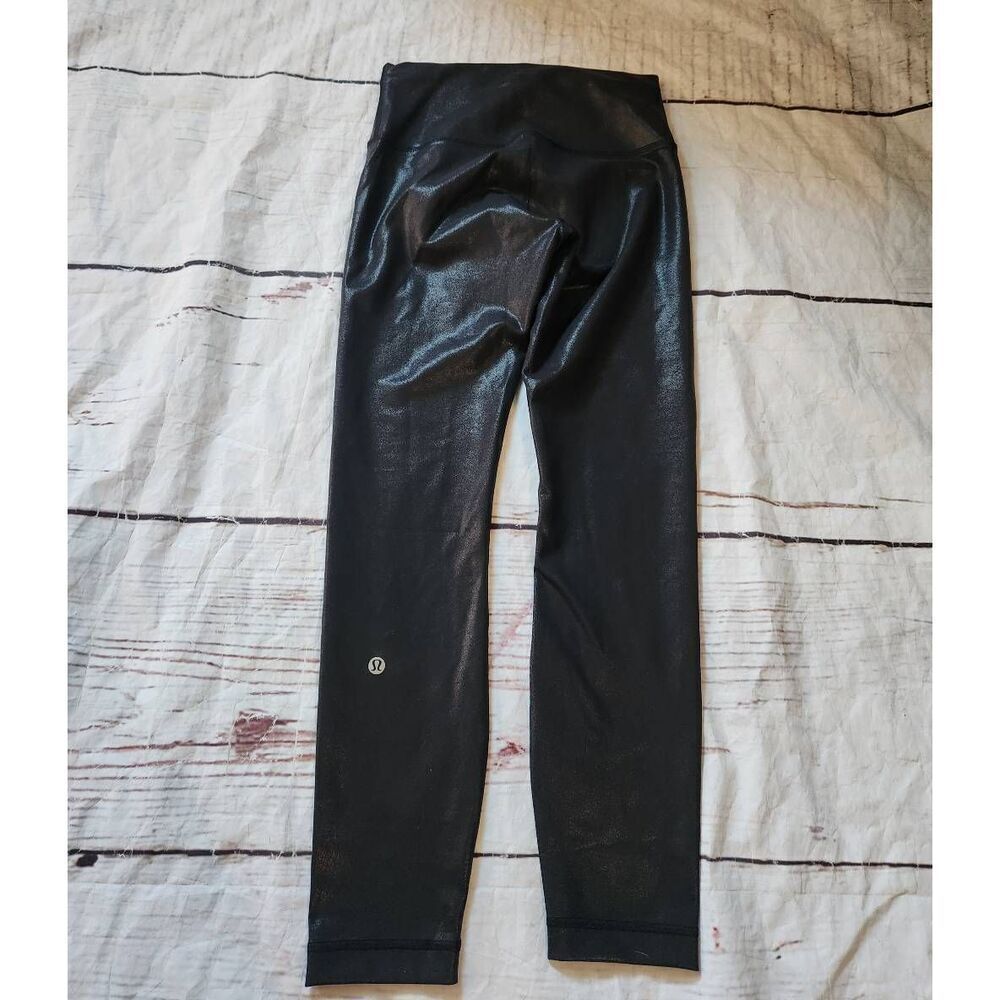 Lululemon Wunder Train High Rise Tight Black Foil Size 6 - Picture 4 of 7